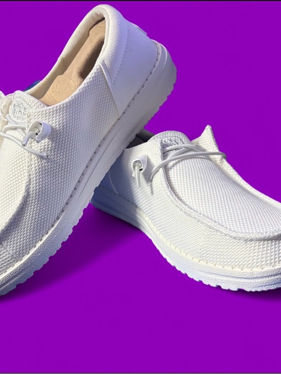 Hey Dude Shoes - Hey Dude White Canvas Slip-On Loafers for Women